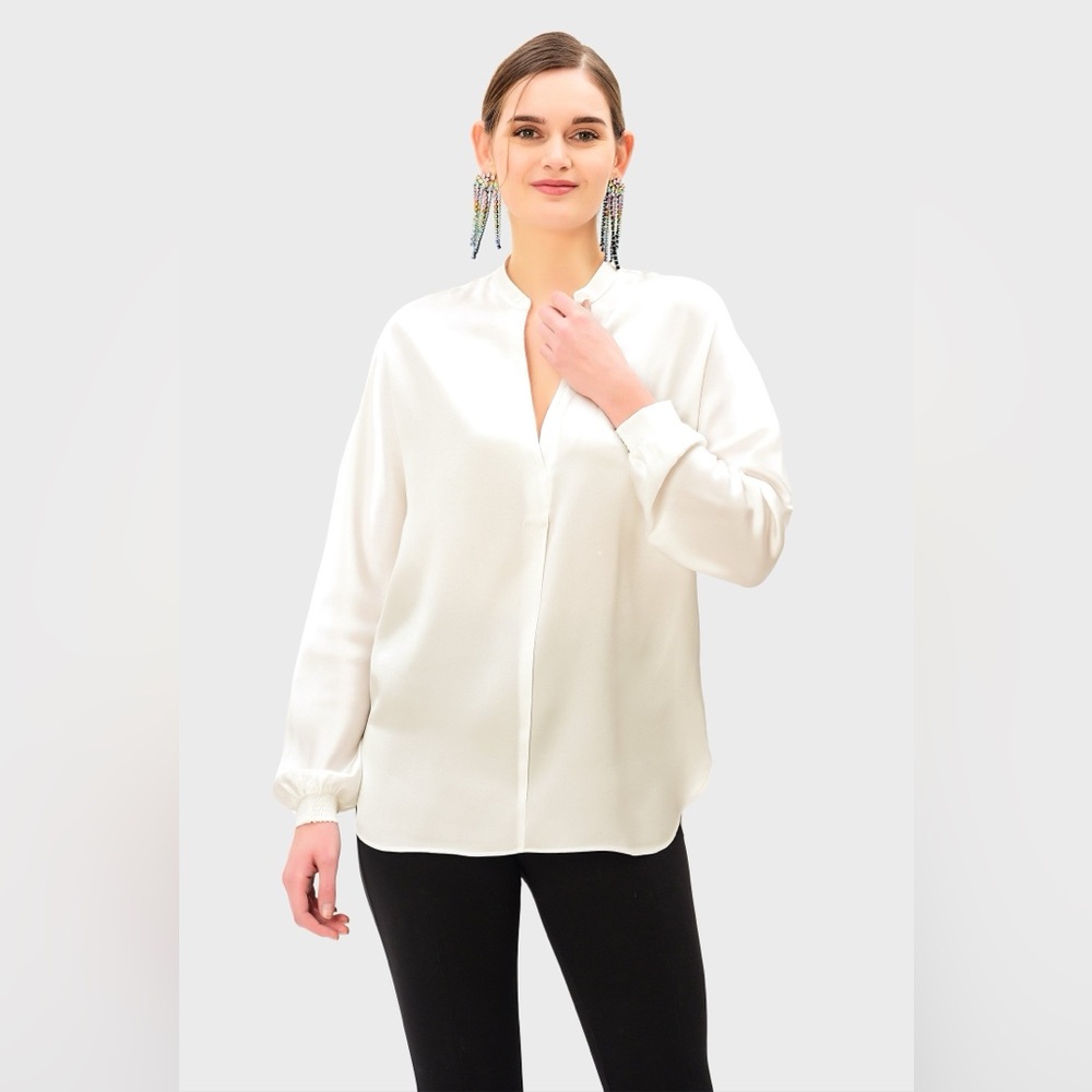 eshakti Ivory Silk Satin Tunic Size 3x